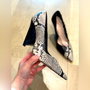 Zara Black and Cream Snakeskin Heels